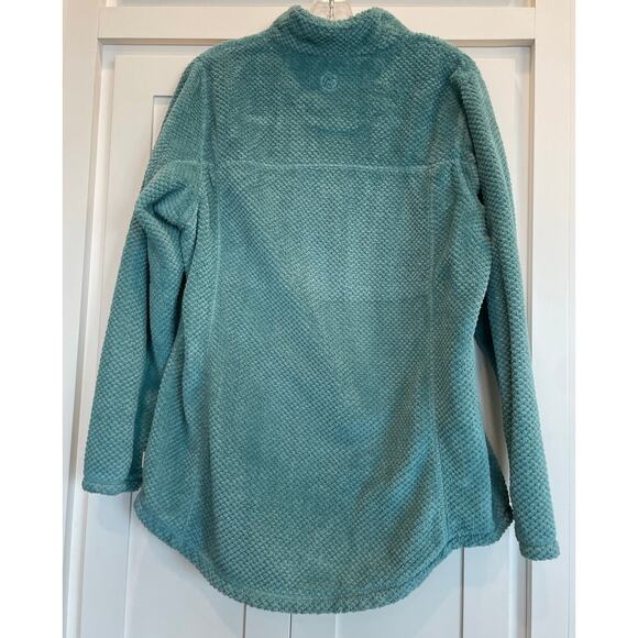 Magellan Outdoors teal classic fit 1/4 zip Textured Fleece pullover Large - Picture 2 of 11